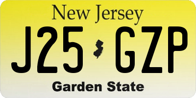 NJ license plate J25GZP