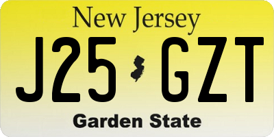 NJ license plate J25GZT