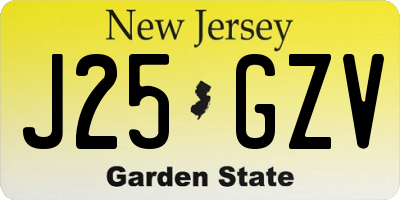 NJ license plate J25GZV