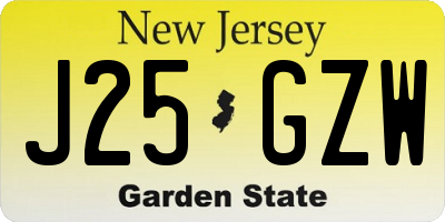 NJ license plate J25GZW