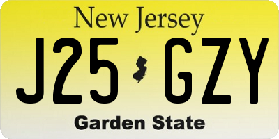 NJ license plate J25GZY