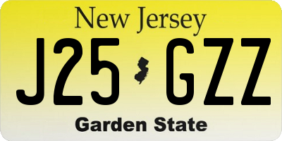 NJ license plate J25GZZ