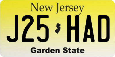 NJ license plate J25HAD