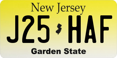 NJ license plate J25HAF