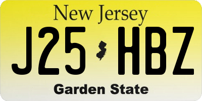 NJ license plate J25HBZ