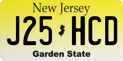 NJ license plate J25HCD
