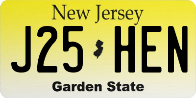 NJ license plate J25HEN