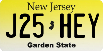 NJ license plate J25HEY