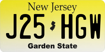 NJ license plate J25HGW