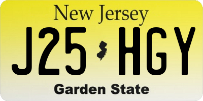 NJ license plate J25HGY
