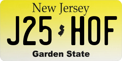NJ license plate J25HOF