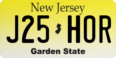 NJ license plate J25HOR