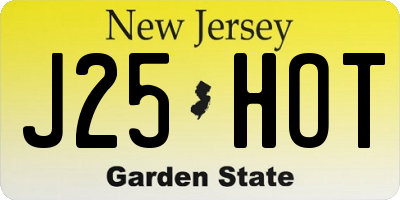 NJ license plate J25HOT