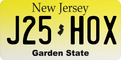 NJ license plate J25HOX