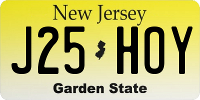 NJ license plate J25HOY