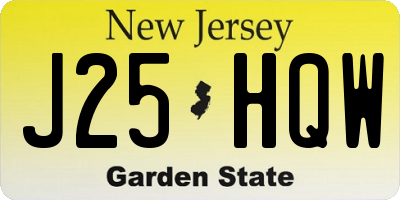 NJ license plate J25HQW