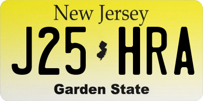 NJ license plate J25HRA