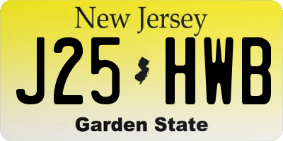 NJ license plate J25HWB