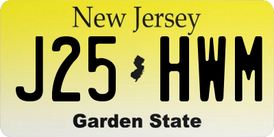 NJ license plate J25HWM