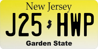 NJ license plate J25HWP