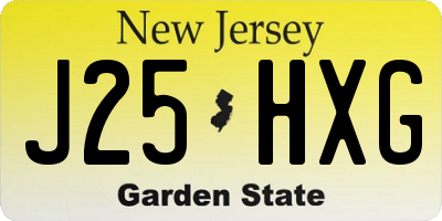 NJ license plate J25HXG