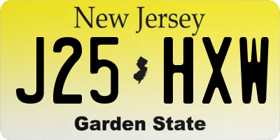 NJ license plate J25HXW