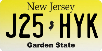 NJ license plate J25HYK