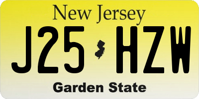 NJ license plate J25HZW