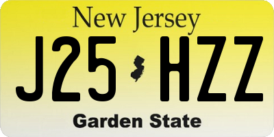 NJ license plate J25HZZ