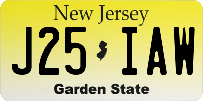 NJ license plate J25IAW
