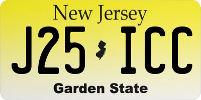 NJ license plate J25ICC
