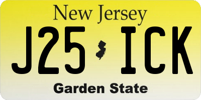 NJ license plate J25ICK