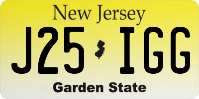 NJ license plate J25IGG