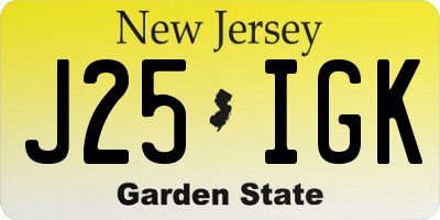 NJ license plate J25IGK