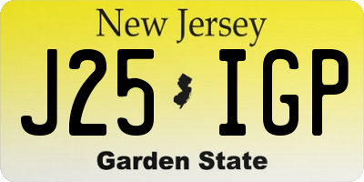 NJ license plate J25IGP