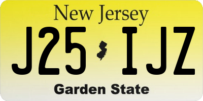 NJ license plate J25IJZ
