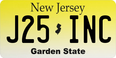 NJ license plate J25INC