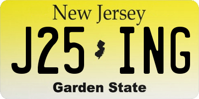 NJ license plate J25ING