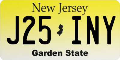 NJ license plate J25INY