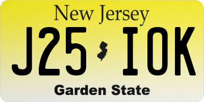 NJ license plate J25IOK