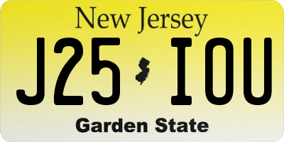 NJ license plate J25IOU