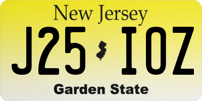 NJ license plate J25IOZ