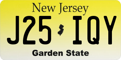 NJ license plate J25IQY