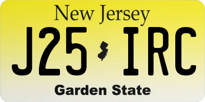 NJ license plate J25IRC