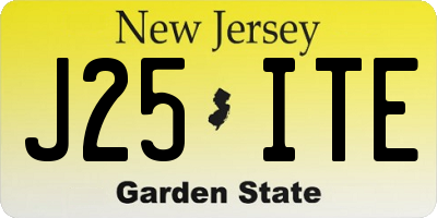 NJ license plate J25ITE