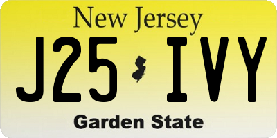 NJ license plate J25IVY