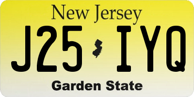 NJ license plate J25IYQ