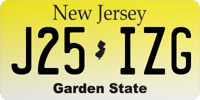 NJ license plate J25IZG