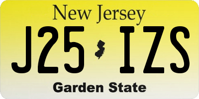 NJ license plate J25IZS