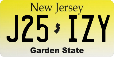 NJ license plate J25IZY